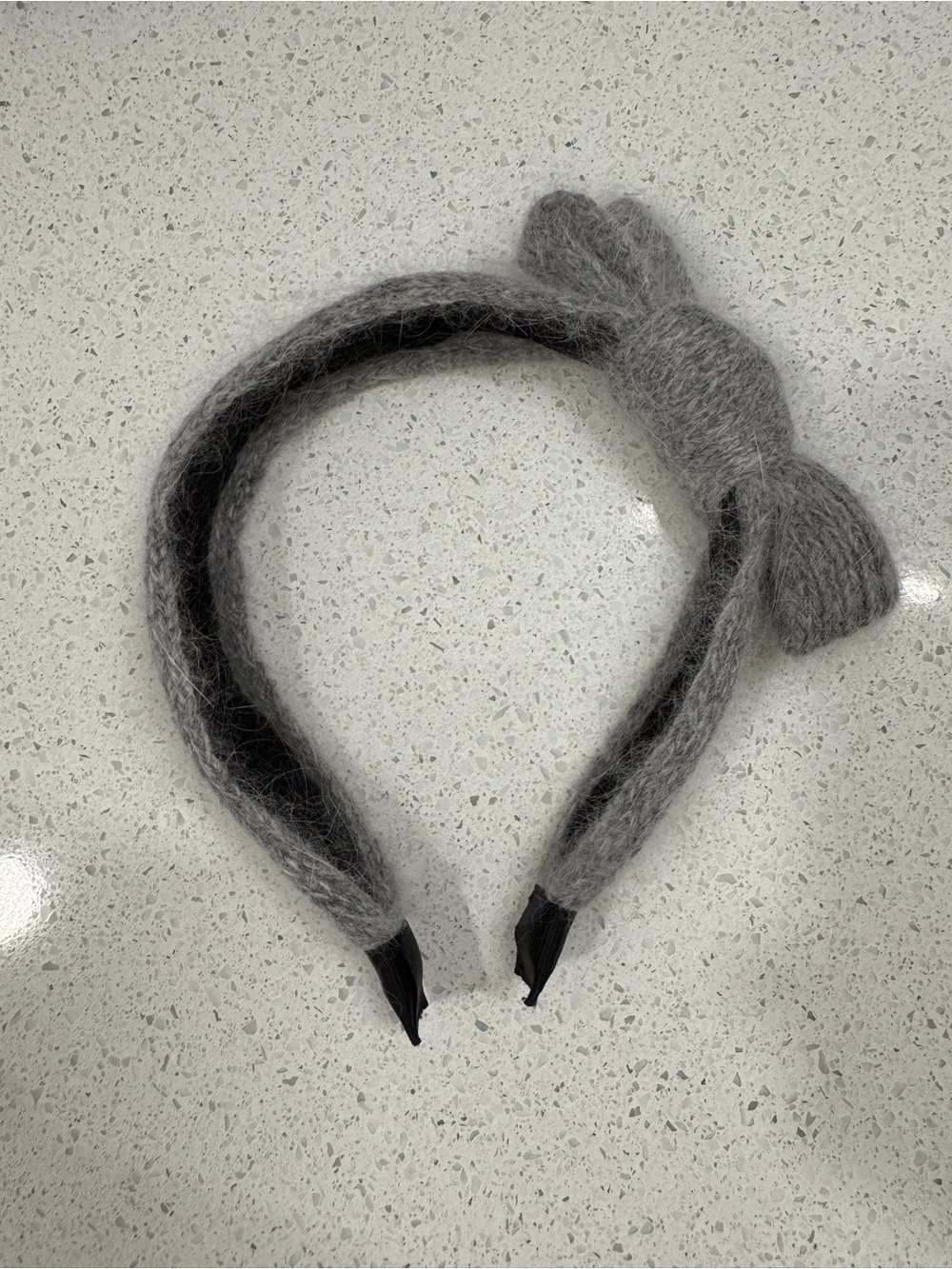 Grey Fuzzy Bow Headband Hair Accessory